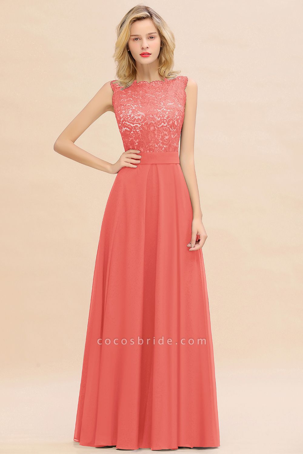 BM0772 Exquisite Scoop Sleeveless A-line Bridesmaid Dress