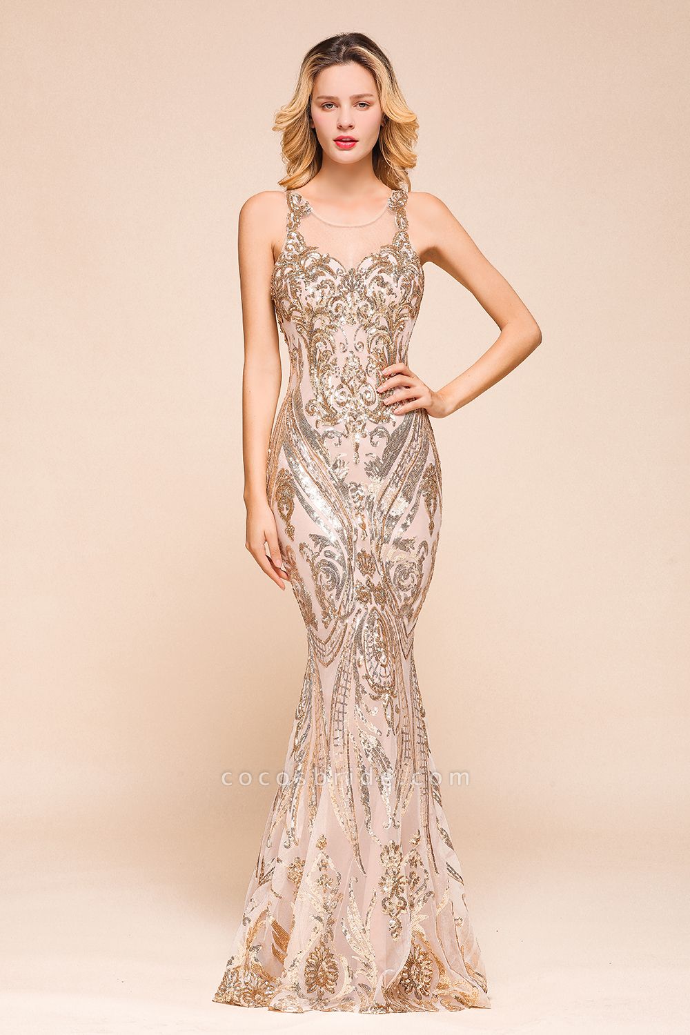 Amazing Illusion Sequins Tulle Mermaid Prom Dress