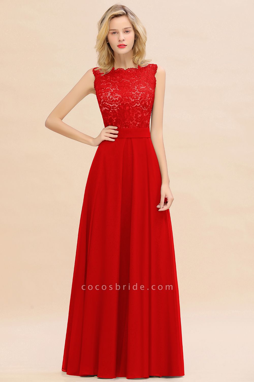 BM0772 Exquisite Scoop Sleeveless A-line Bridesmaid Dress