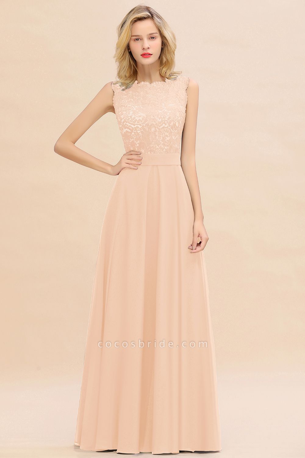 BM0772 Exquisite Scoop Sleeveless A-line Bridesmaid Dress