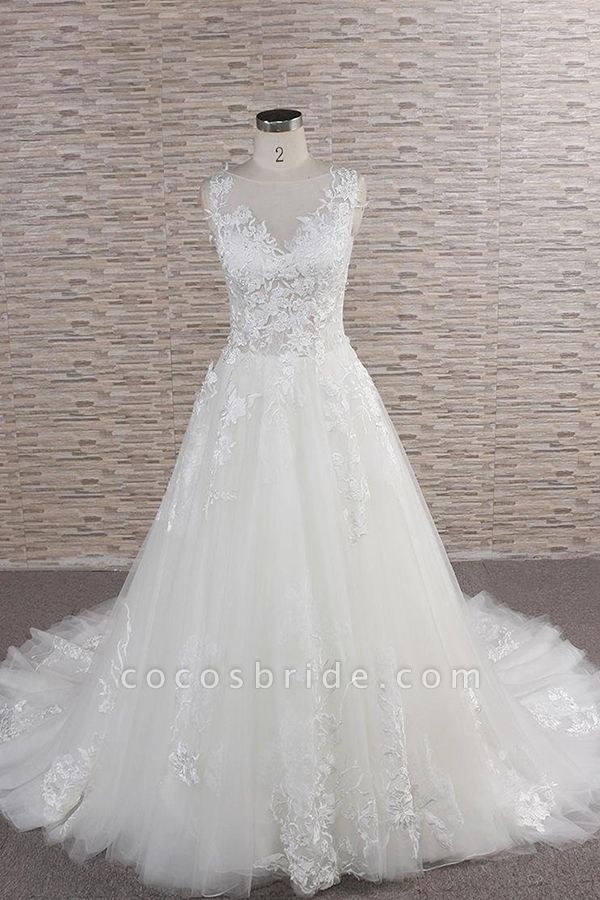 Eye-catching Applqiues Tulle A-line Wedding Dress