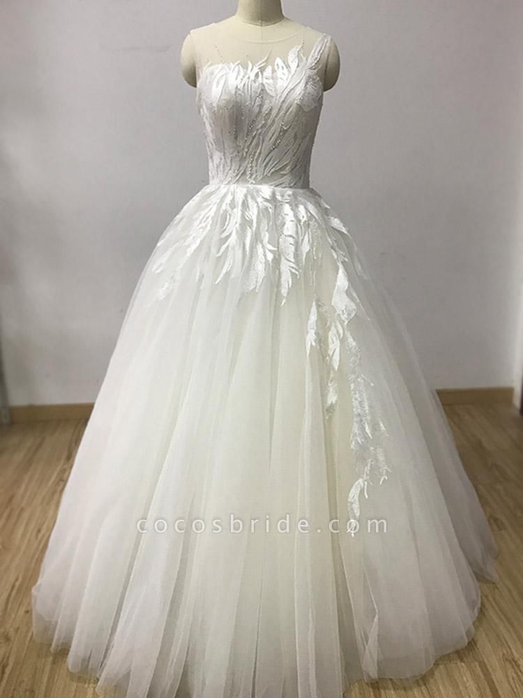 Elegant Lace A-Line Tulle Wedding Dresses