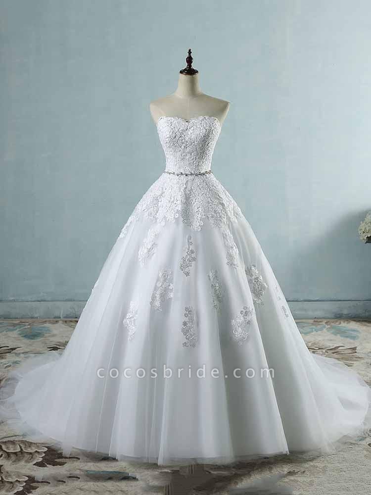 Glamorous Sweetheart Appliques Lace-UP Wedding Dresses