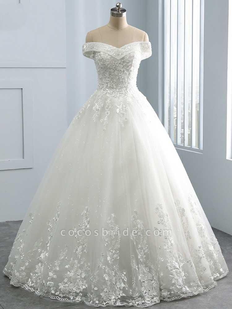 Gorgeous Off-The-Shoulder Lace Ball Gown Wedding Dresses