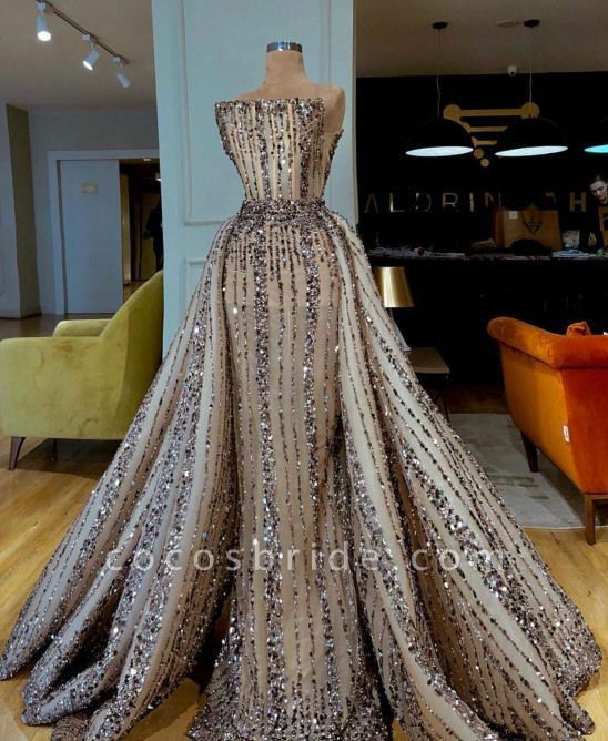 ₪383-Caroline Gold Slit Evening Dress 2023 Velour High Neck Long Sleeves  Appliques Vestidos Prom Gowns Dubai Party Custom Ma-Description