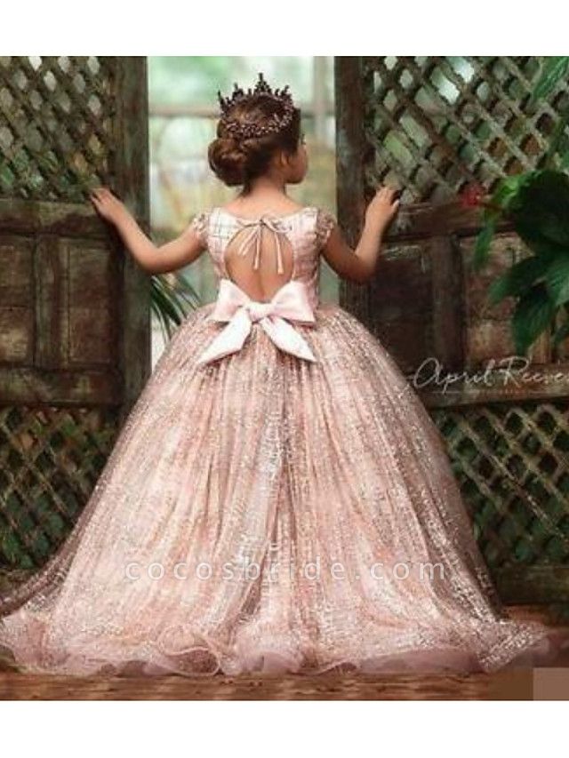 Ball Gown Sweep / Brush Train Wedding Flower Girl Dresses - Tulle ...
