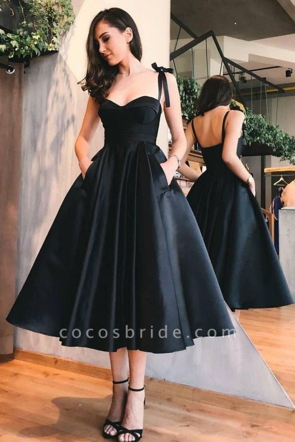 Vintage Short Sweetheart Satin Open Back Prom Dress with Pockets