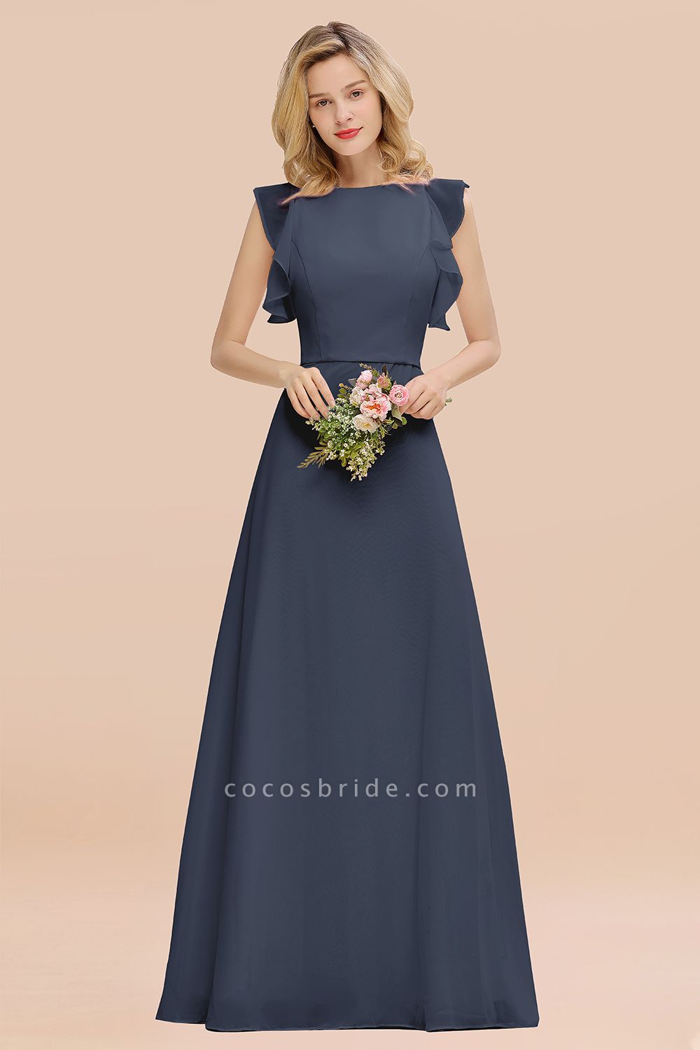 BM0783 Elegant Simple Jewel Sleeveless A-line Bridesmaid Dress