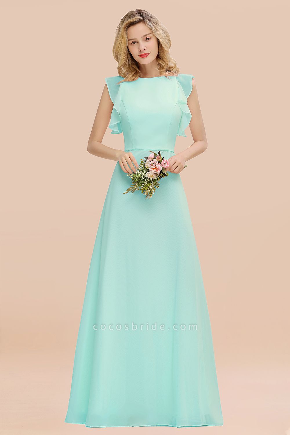 BM0783 Elegant Simple Jewel Sleeveless A-line Bridesmaid Dress