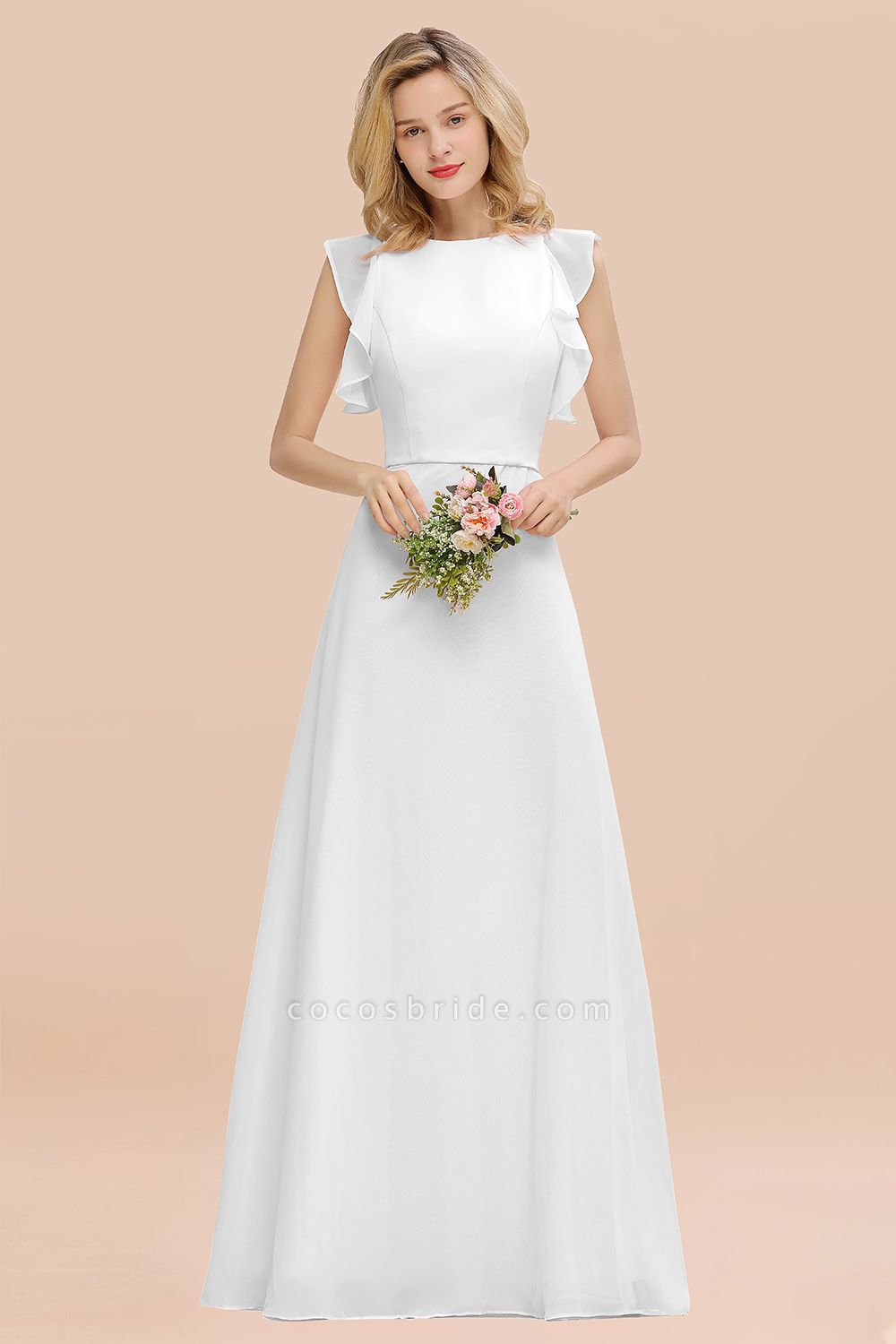 BM0783 Elegant Simple Jewel Sleeveless A-line Bridesmaid Dress