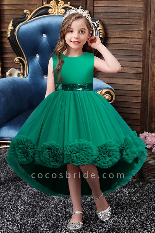 FS9980 Green Scoop Jewel Flower Girl Dress For Wedding