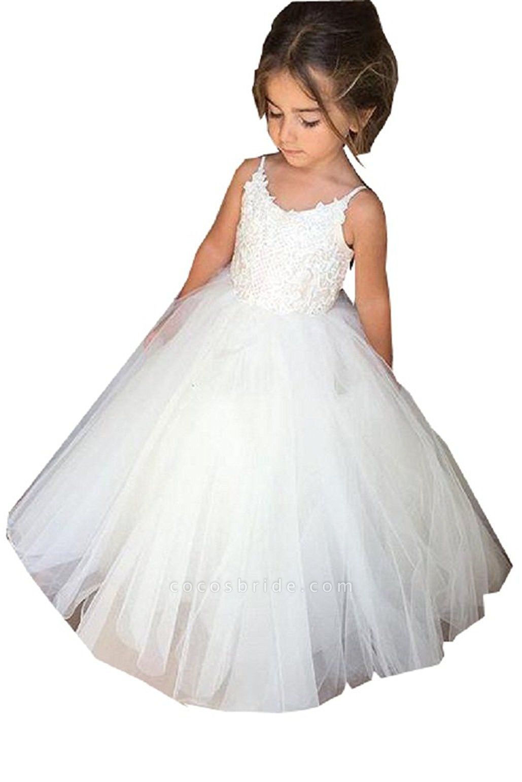 Square Neckline Sleeveless Ball Gown Flower Girls Dress