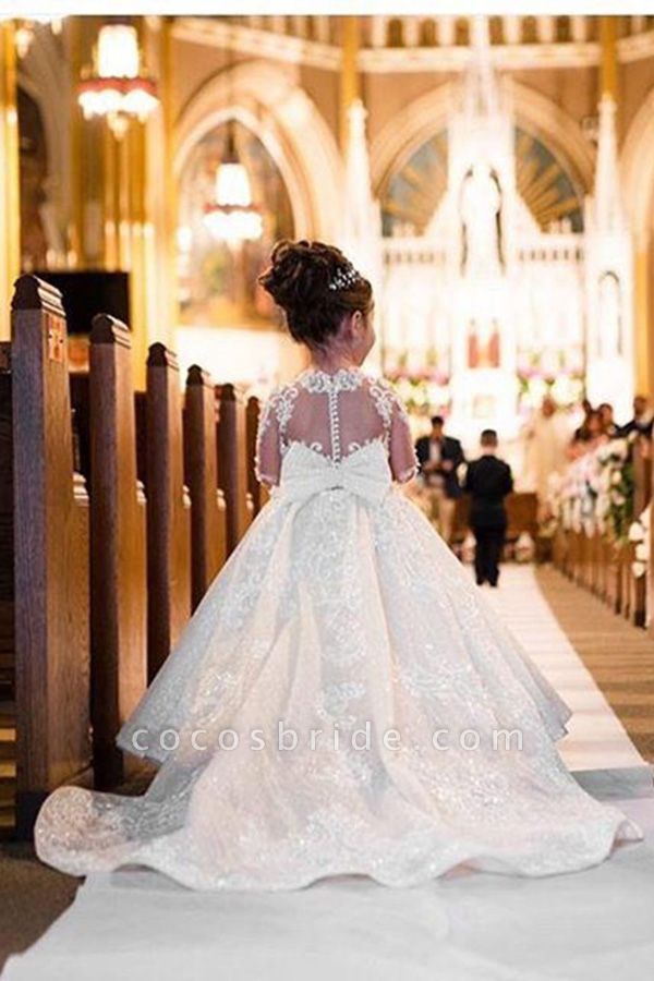 White Tulle First Communion Dress With Detachable Train Perfect For  Weddings, Proms, And Pageants Miniature Bride For Little Kids Girls From  Hongfei789, $39.72 | DHgate.Com