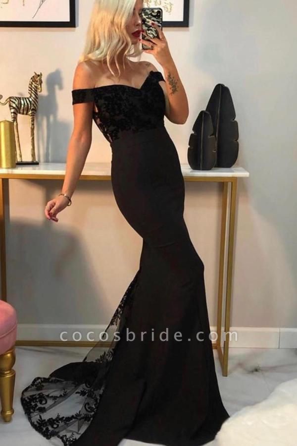 Sexy Sweetheart Off-the-shoulder Backless Appliques Lace Floor-length Mermaid Prom Dress