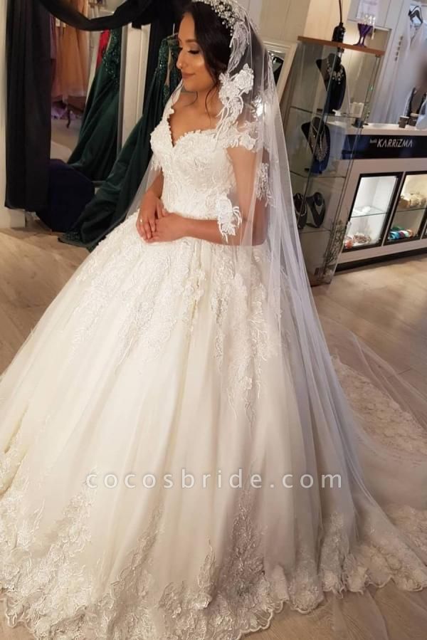 Beautiful Long Princess Off the Shoulder Lace Wedding Dresses