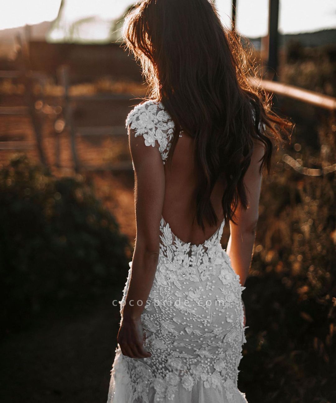 Elegant Long Mermaid Sweetheart Tulle Lace Backless Wedding Dress ...