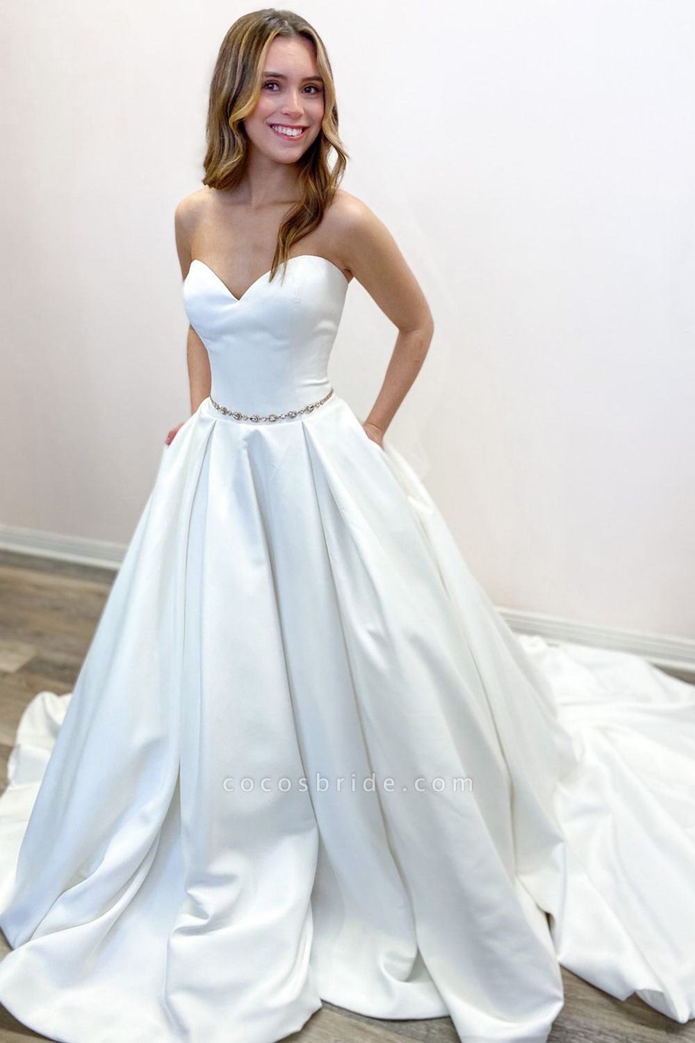 Classy Sweetheart Backless A-Line Floor-length Ruched Wedding Dress ...