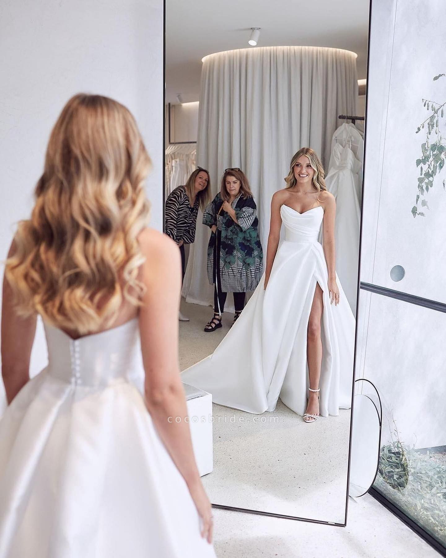 Satin sweetheart wedding clearance dress