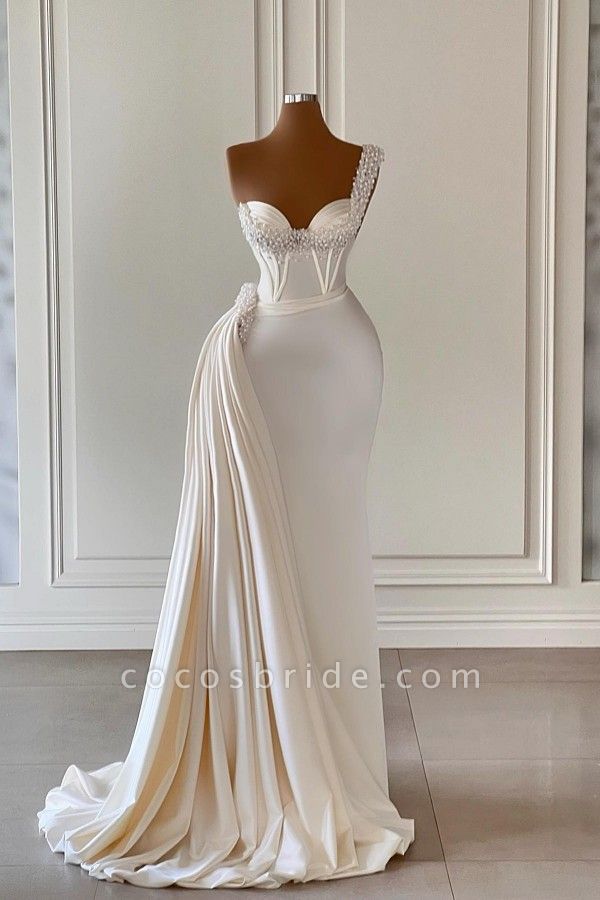 Charming One Shoulder Floor length Sweetheart A-line Prom Dress with Ruffles
