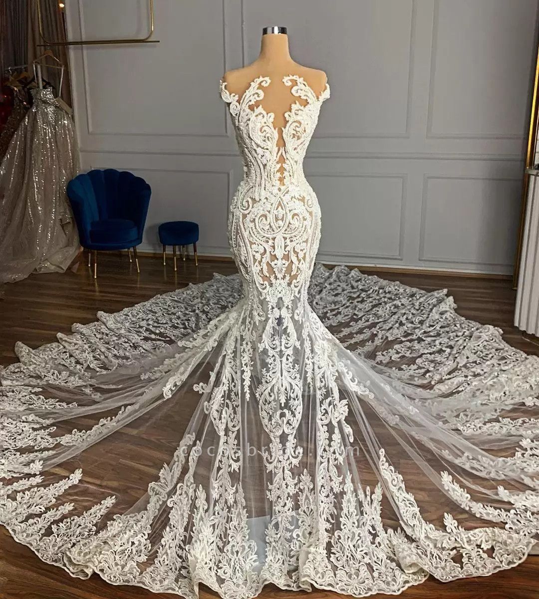 Hochzeitskleider Meerjungfrau Spitze | Brautkleider Günstig Online