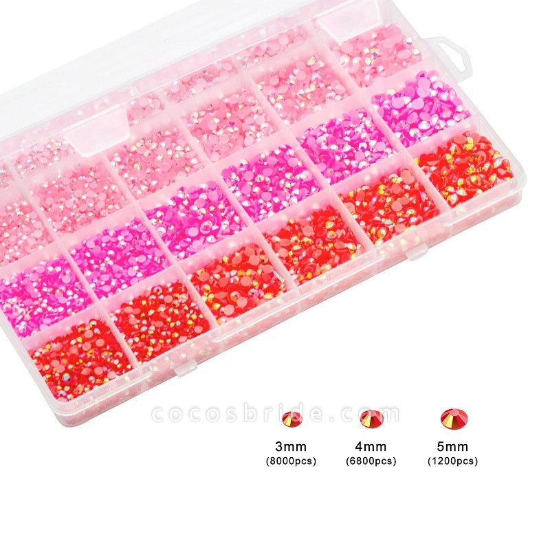 Liiouer Pink Rhinestones, Crystal Bling Gemstones Mixed Color Rhinestones  for Crafts, DIY Decoration Mixed Size 3/4/5mm