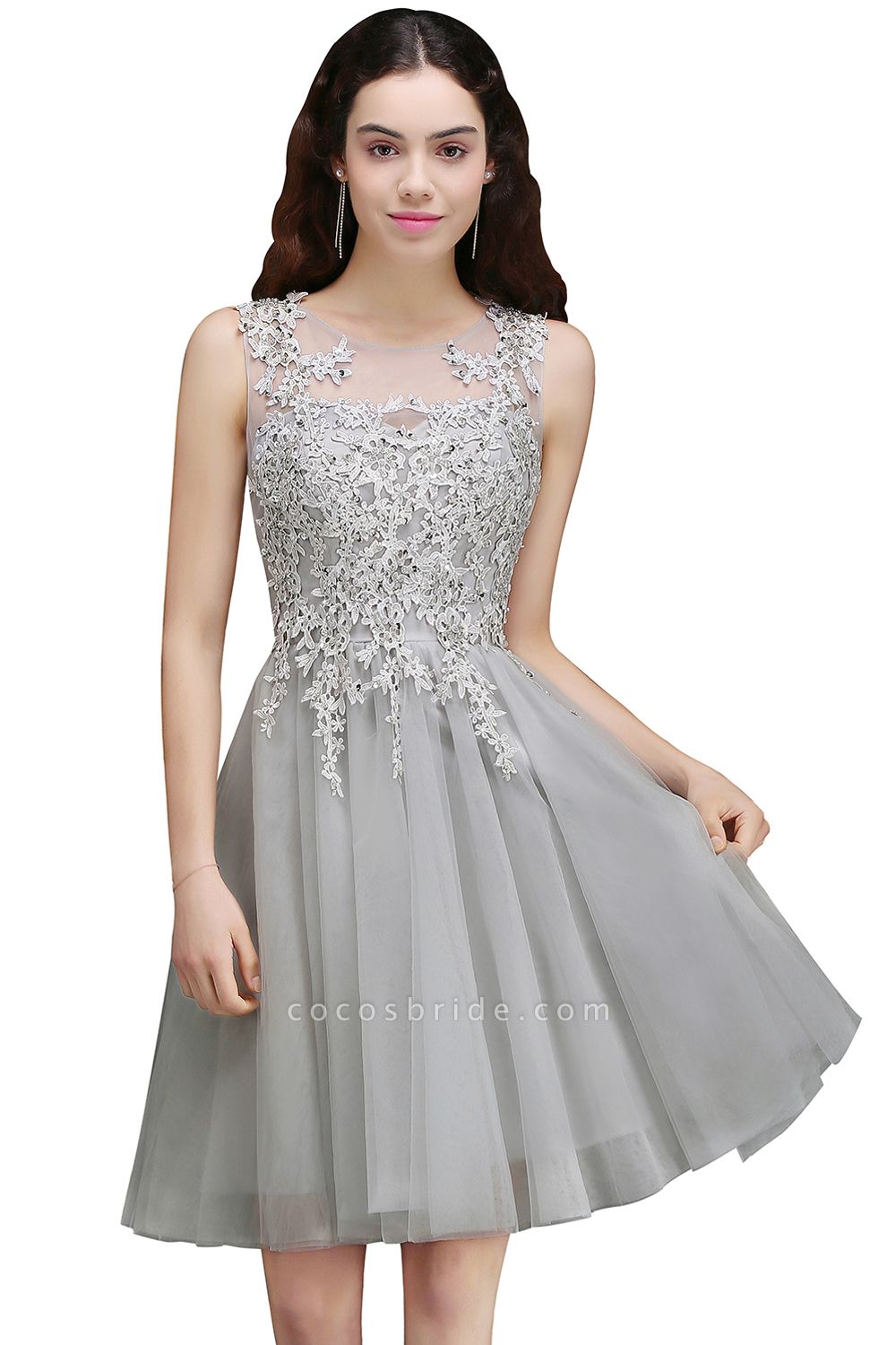 ANNA | A-line Short Modern Homecoming Dress With Lace Appliques