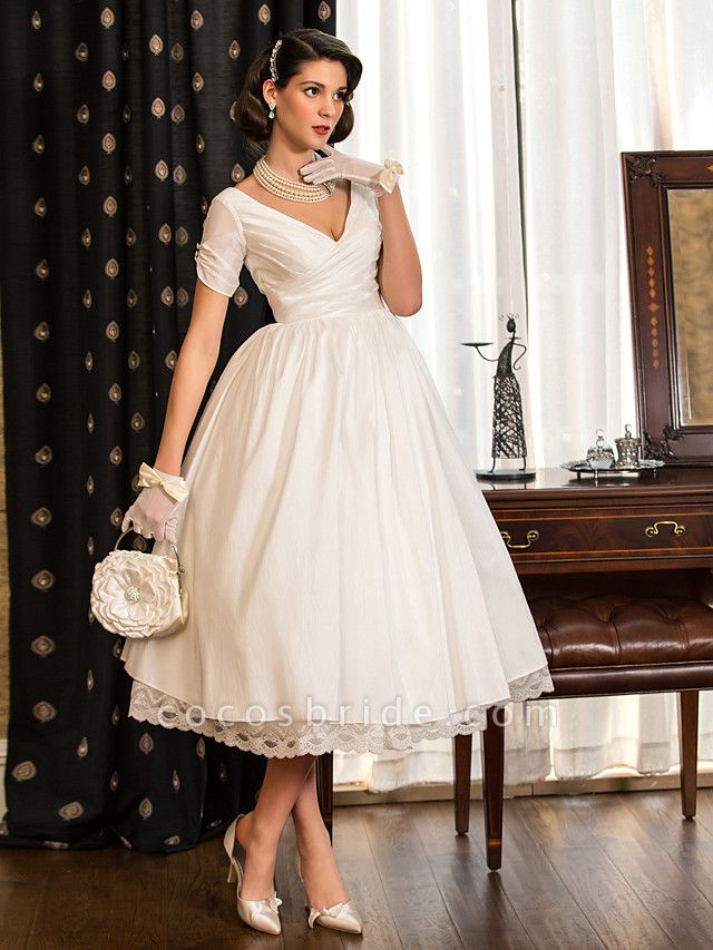 plus size tea length wedding dresses