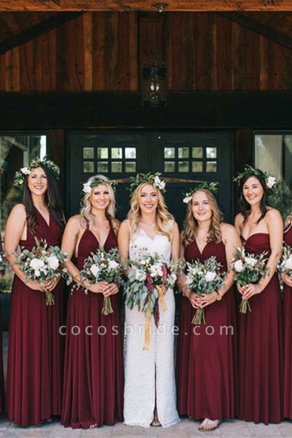 Convertible Long A-line Burgundy Bridesmaid Dresses | Multiway Infinity Dress