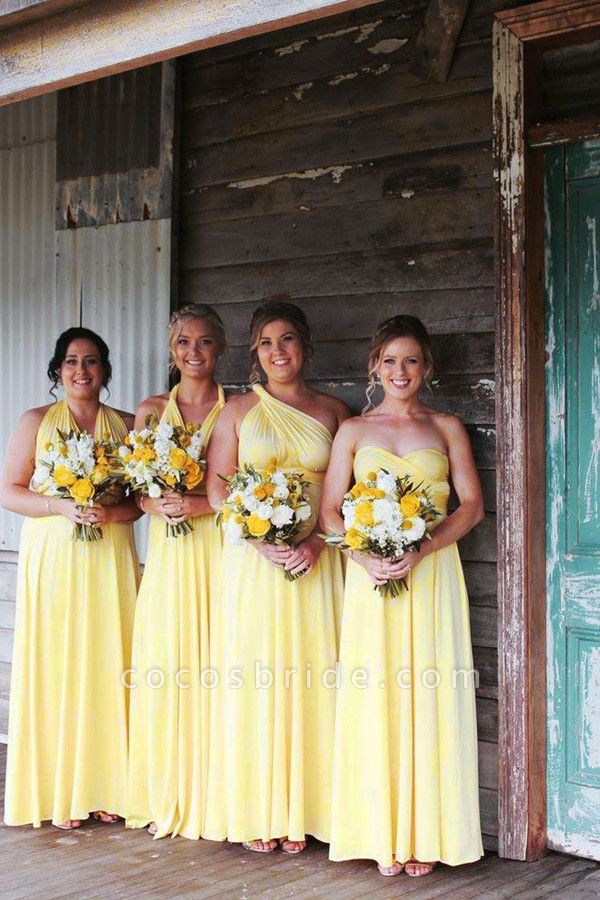 Simple Convertible Long Daffodil Bridesmaid Dresses | Multiway Infinity Dress