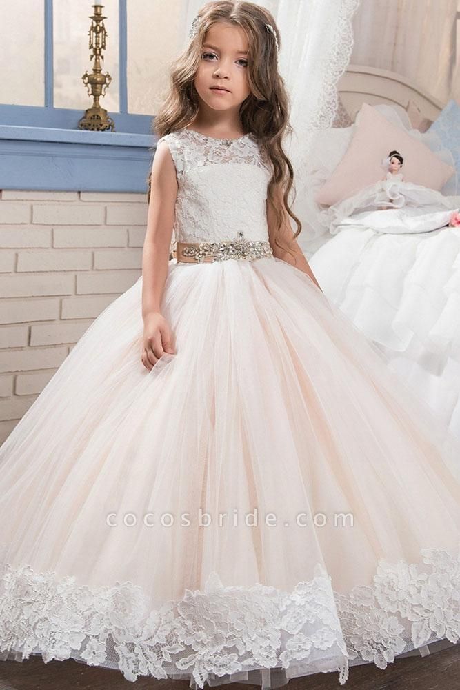 Scoop Neck Sleeveless Ball Gown Flower Girls Dress