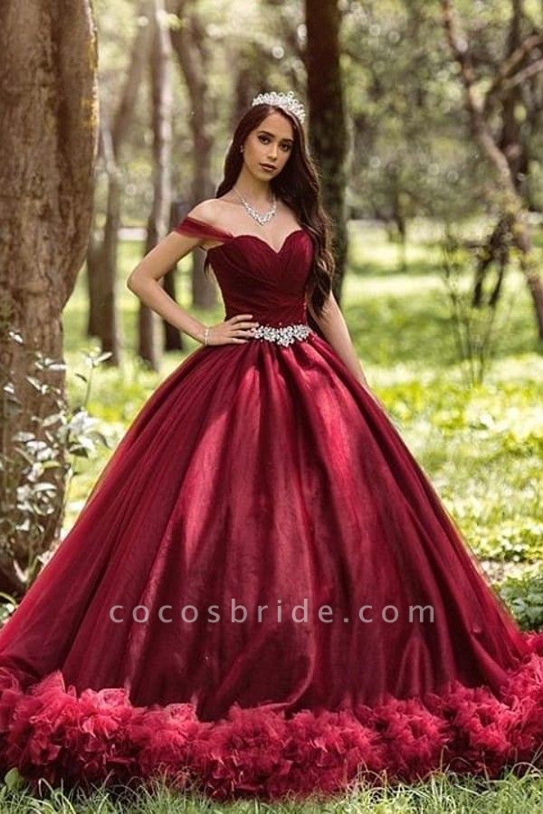 Long Princess Off-the-shoulder Tulle Wedding Dress