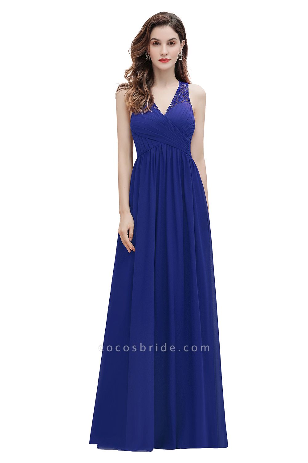 V-Neck A-line Chiffon Sleeveless Evening Maxi Dress