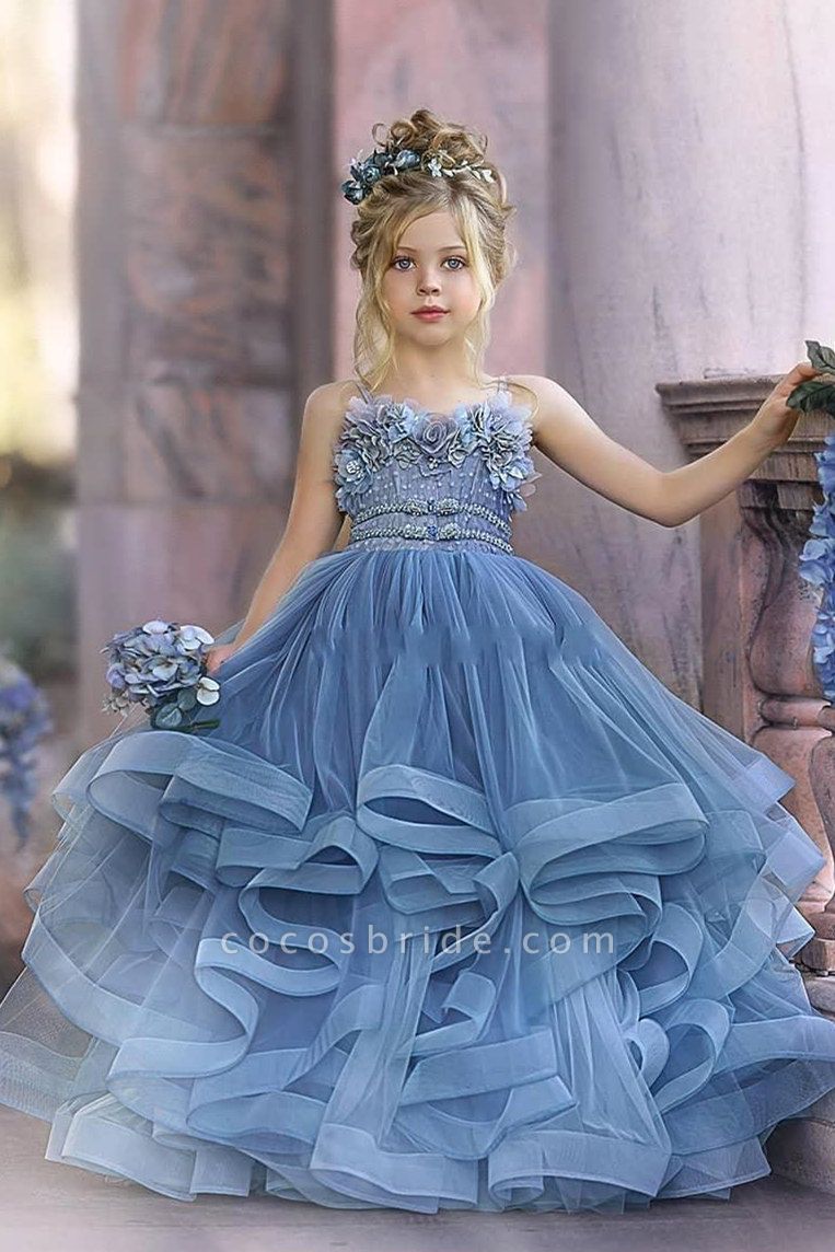 blue flower girl dresses