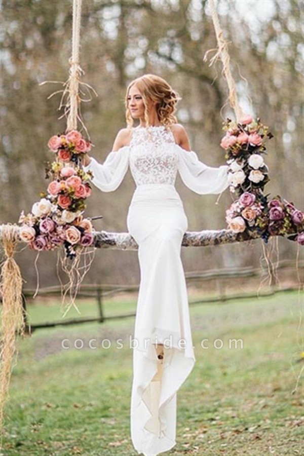 Elegant Lace Long-sleeves Mermaid Wedding Dress