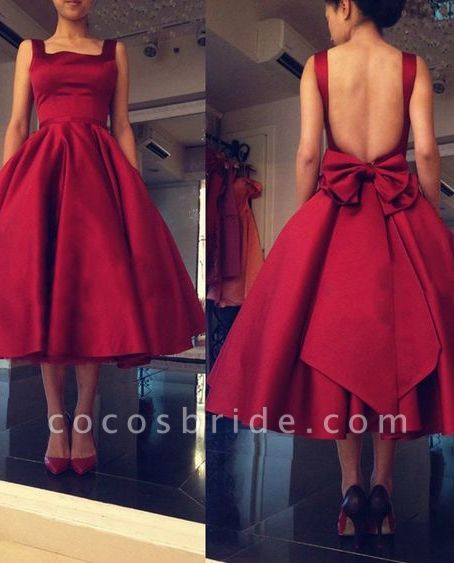 Short Ball Gown Satin Backless Prom Dress