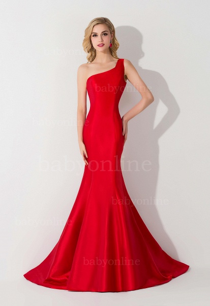 Mermaid Satin One-Shoulder Sleeveless Floor-Length Bridesmaid Dress_3