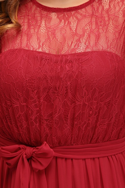 Chiffon Bateau Sleeveless A-Line Floor-length Lace Prom Dress With Bowknot_9