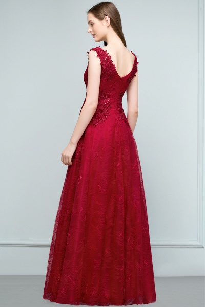 Affordable V-neck Tulle A-line Evening Dress_4