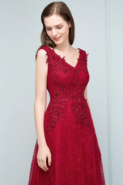 Affordable V-neck Tulle A-line Evening Dress_8