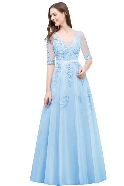 Glorious V-neck Tulle A-line Evening Dress_8