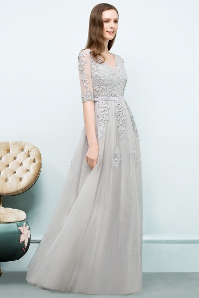 Glorious V-neck Tulle A-line Evening Dress_17