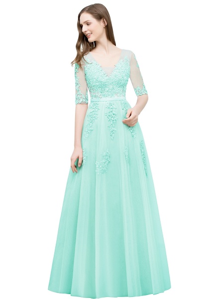 Glorious V-neck Tulle A-line Evening Dress_12