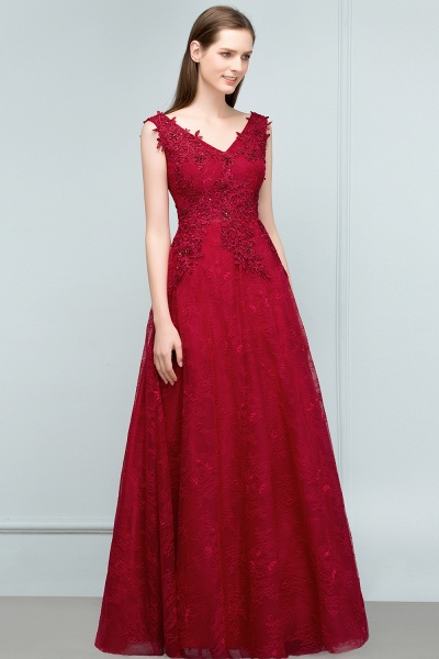 Affordable V-neck Tulle A-line Evening Dress_1