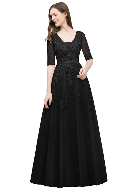 Glorious V-neck Tulle A-line Evening Dress_8