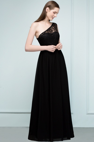 SYBIL | A-Linie One-Shoulder bodenlangen Spitze Chiffon Brautjungfernkleider mit Schärpe_7