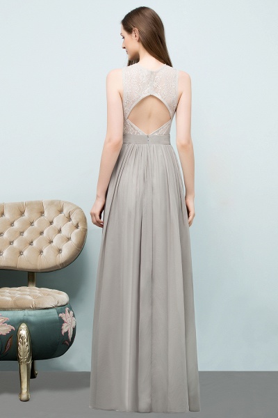 A-line Chiffon Lace Jewel Sleeveless Floor-Length Bridesmaid Dresses_2