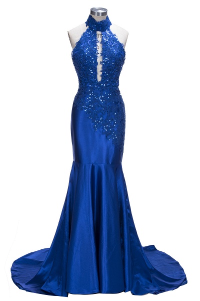 SALLY | Mermaid Floor Length Halter Keyhole Neckline Sequined Prom Dresses_1