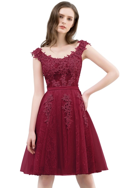 WILMA | Ball Gown Illusion Neckline Tea Length Lace Tulle Dusty Pink Prom Dresses with Beading_2