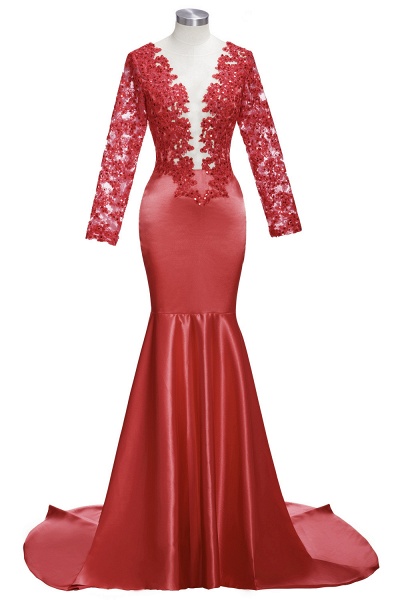 THEODORA | Mermaid Long Sleeves Lace Appliques Sequins Prom Dresses ...