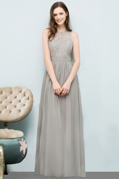 A-line Chiffon Lace Jewel Sleeveless Floor-Length Bridesmaid Dresses_1